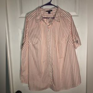 - Roamans 26W, short sleeve NWOT, button up, short sleeve striped summer t…